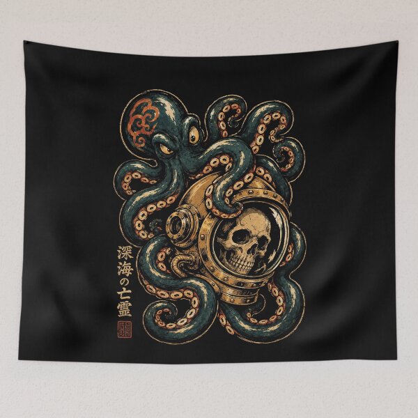 Item preview, Octopus and Skull Vintage Nautical Design Halloween designed and sold by rafaeltto.