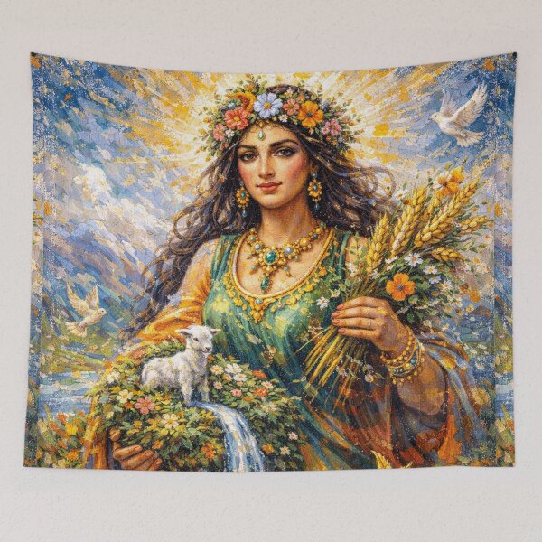 Item preview, Spenta Armaiti – Zoroastrian Goddess Painting designed and sold by GalleryKauffeld.