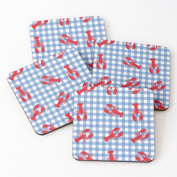Item preview, Blue Gingham Lobster Pattern designed and sold by Kenedi   McDonald.