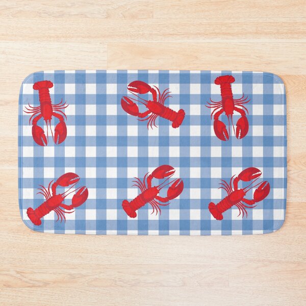 Item preview, Blue Gingham Lobster Pattern designed and sold by Kenedi   McDonald.