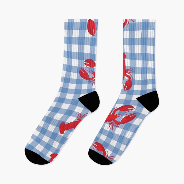 Item preview, Blue Gingham Lobster Pattern designed and sold by Kenedi   McDonald.
