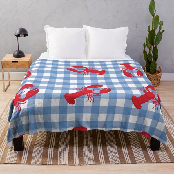 Item preview, Blue Gingham Lobster Pattern designed and sold by Kenedi McDonald.