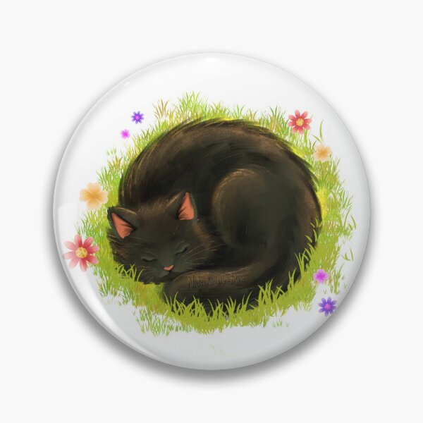 Item preview, Sleeping Black Cat in Flowers designed and sold by NatsukotheMun.