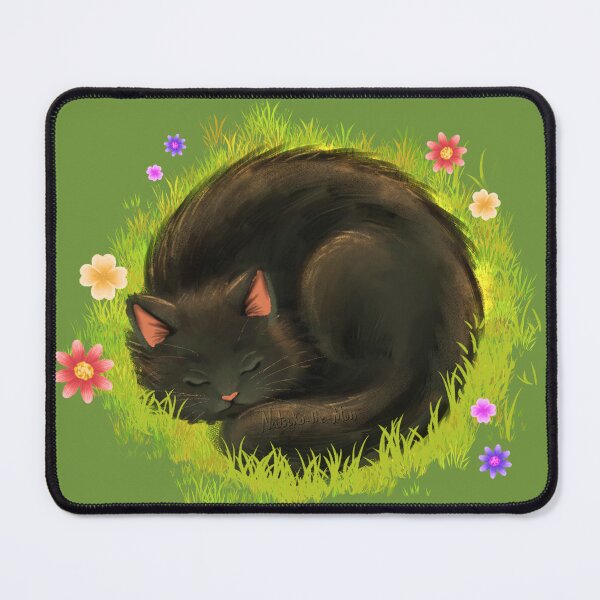 Item preview, Sleeping Black Cat in Flowers designed and sold by NatsukotheMun.