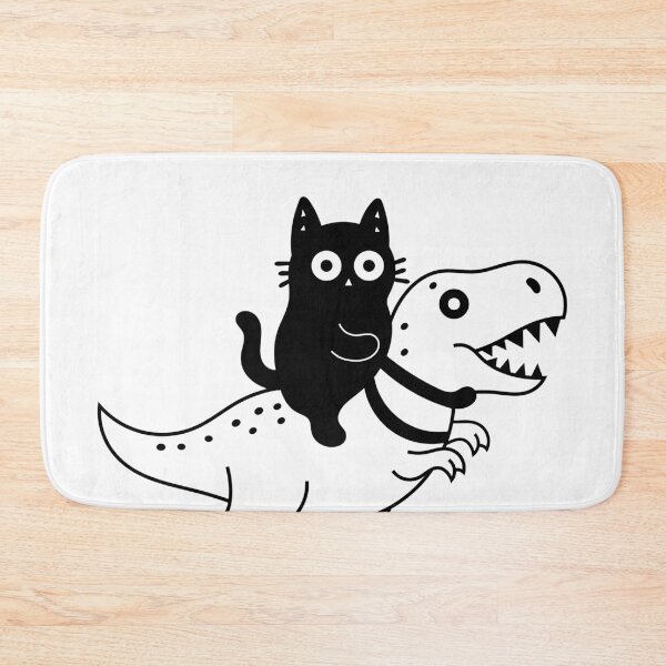 Item preview, Cute Black Cat Riding a T-Rex – Funny Dinosaur Cat designed and sold by DibujandoPorfa.