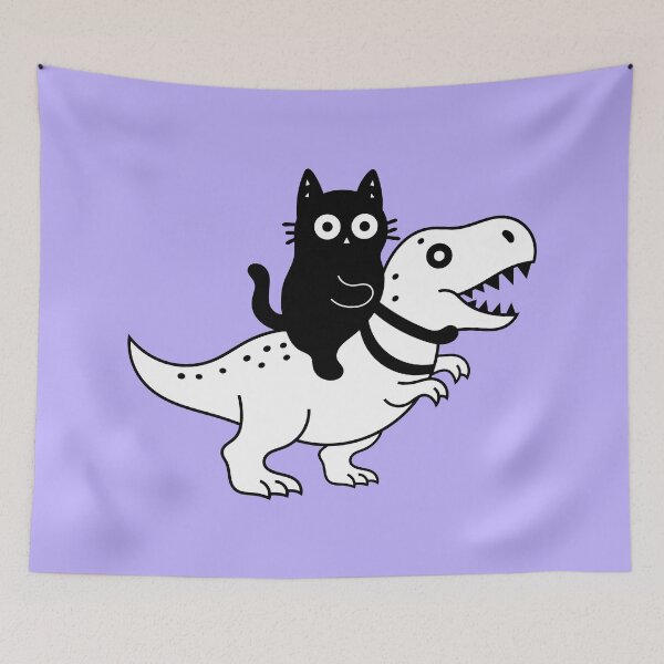 Item preview, Cute Black Cat Riding a T-Rex – Funny Dinosaur Cat designed and sold by DibujandoPorfa.