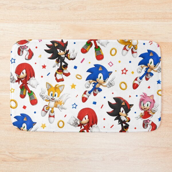 Item preview, Dynamic and Colorful Character Collage Featuring Iconic Heroes and Villains from the Beloved Sonic the Hedgehog Universe Surrounded by Fun Shapes and Vibrant Patterns designed and sold by Matt_Smith.