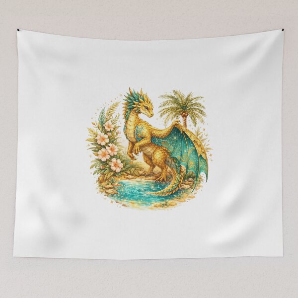 Item preview, Whimsical Fantasy Gold Dragon designed and sold by Eiwaprints.