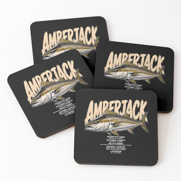 Item preview, Detailed amberjack fish illustration with scientific info designed and sold by rafaeltto.