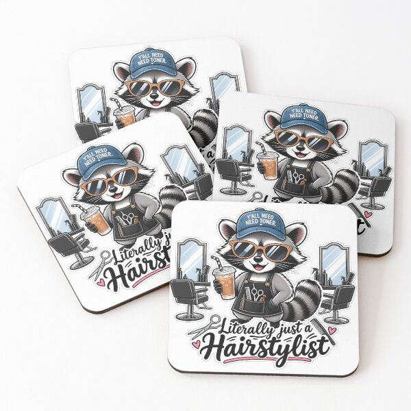 Item preview, Literally Just a Hairstylist Funny Raccoon Hair Stylist Cartoon designed and sold by LinaDesign Store.
