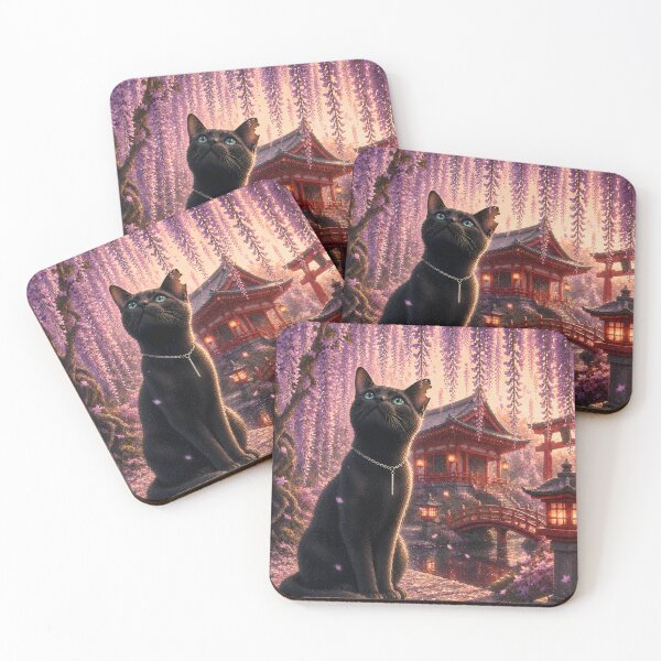 Item preview, Wisteria and Black Cat — A Purple Spring Garden designed and sold by solace-garden.