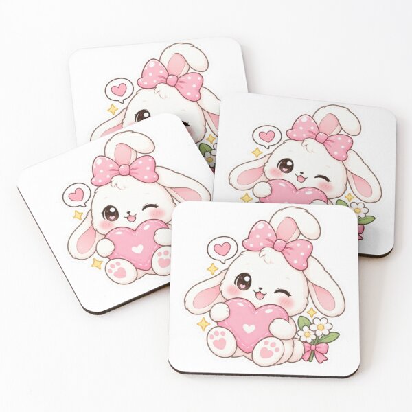 Item preview, Cute Kawaii Bunny Pink Heart Gift | Cute Rabbit Lover Gift | Pink Bunny Mouse Pad Tote Bag Cushion Door Mat | Cute Room Decor designed and sold by Vegasstickers.