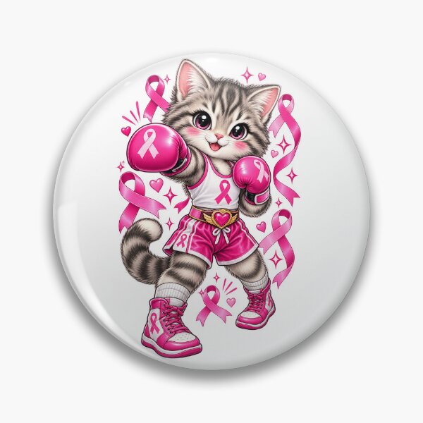 Item preview, Pink Ribbon Boxing Cat – Breast Cancer Awareness Fighter designed and sold by will freed18.