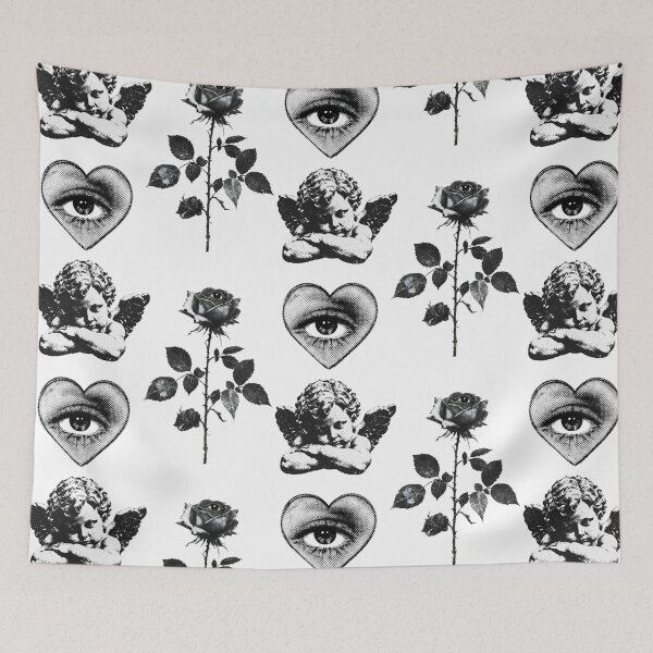 Item preview, Vintage Valentine Love Black and White Set Halftone  designed and sold by HexRelic.