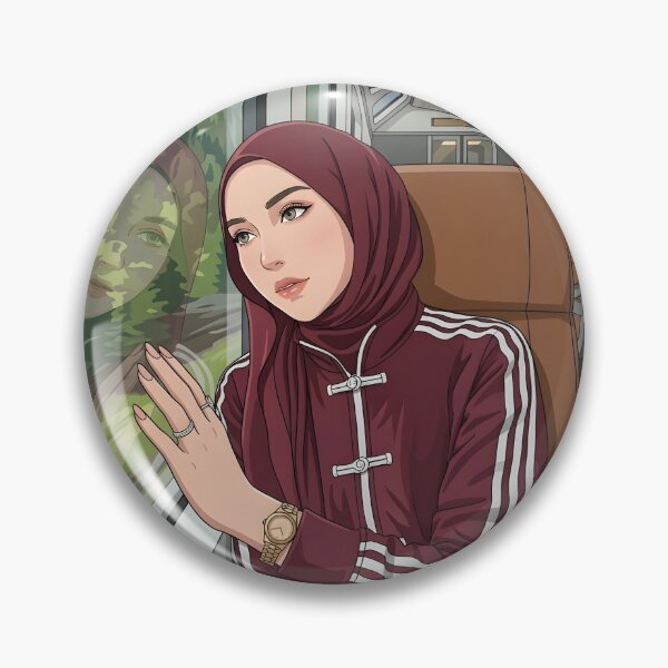Artikelvorschau, Porträt mit rotem Hijab, elegante und niedliche Illustration eines Outfits des Tages, Vektorkunst, auf einer Zugreise entworfen und verkauft von sabartgunpla.
