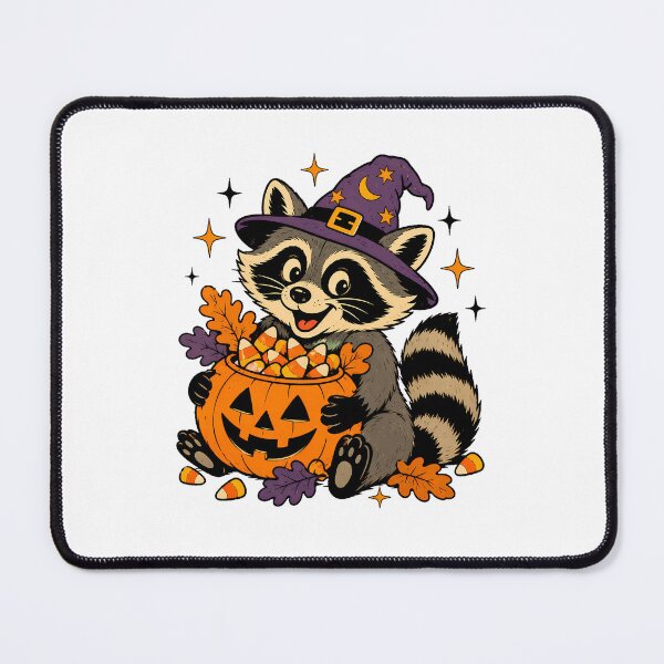 Item preview, Halloween Witch Raccoon Pumpkin Candy Bucket designed and sold by chattsuede.