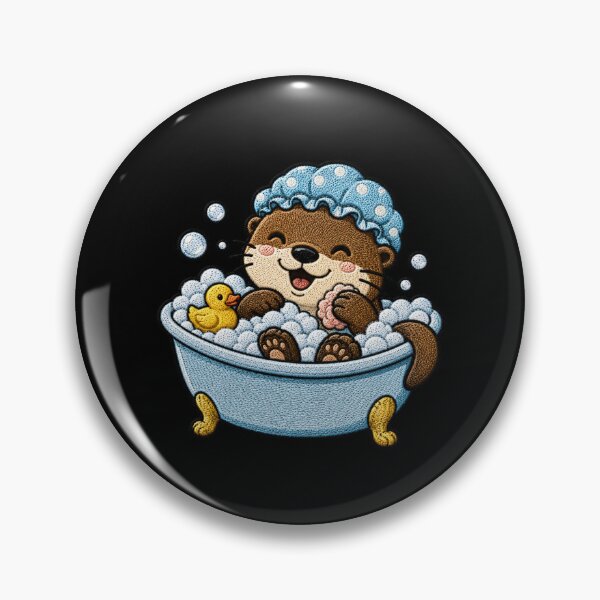 Item preview, Cute Otter Taking a Bubble Bath Kawaii Embroidery Patch designed and sold by ColorSplash123.