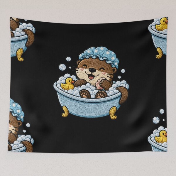 Item preview, Cute Otter Taking a Bubble Bath Kawaii Embroidery Patch designed and sold by ColorSplash123.
