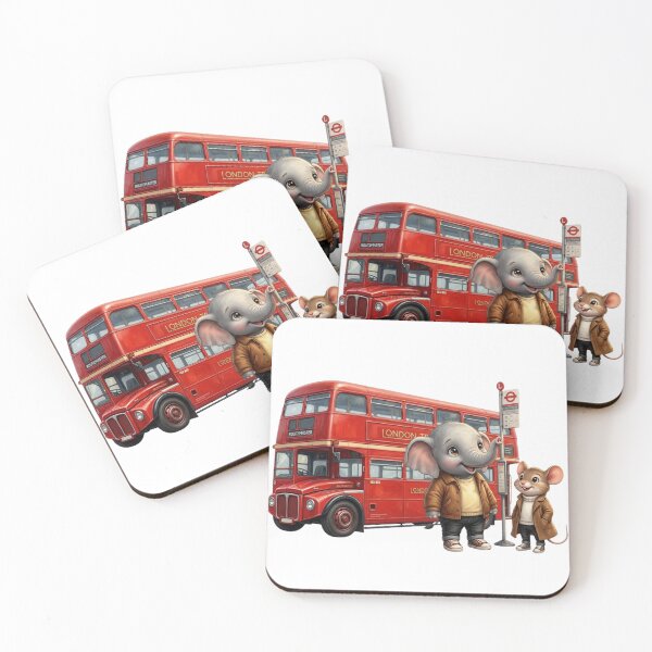 Item preview, Cute Elephant and Mouse London Red Bus Travel designed and sold by BonnieGlam13.