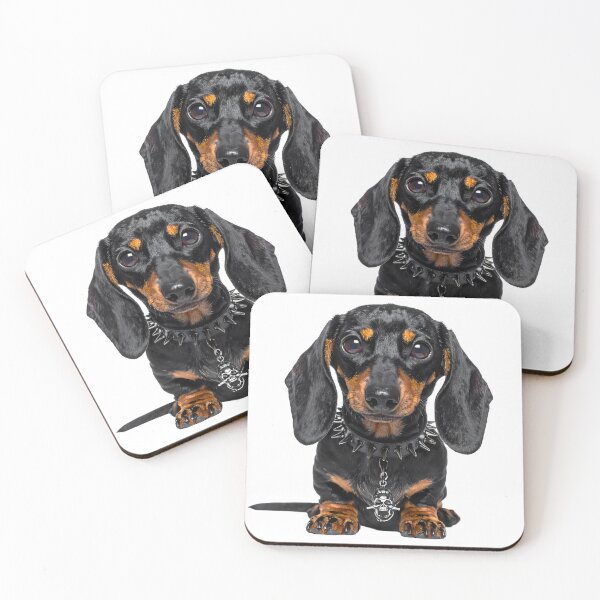Item preview, Gothic Dachshund Puppy Spiked Skull Collar Illustration designed and sold by BetweenForms.