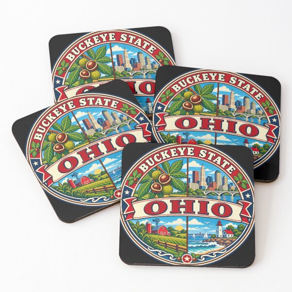 Artikelvorschau, Ohio Buckeye State Vintage Midwest Reise-Souvenir-Abzeichen entworfen und verkauft von DreamLayerStudio.