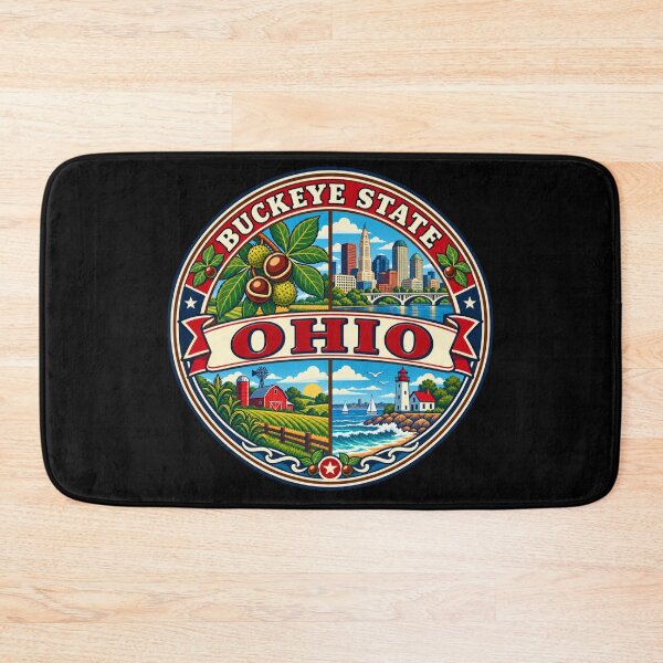 Item preview, Ohio Buckeye State Vintage Midwest Travel Souvenir Badge designed and sold by DreamLayerStudio.