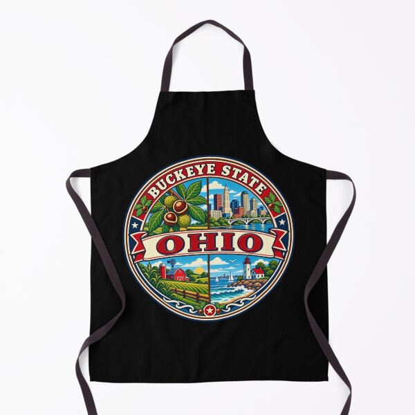 Item preview, Ohio Buckeye State Vintage Midwest Travel Souvenir Badge designed and sold by DreamLayerStudio.