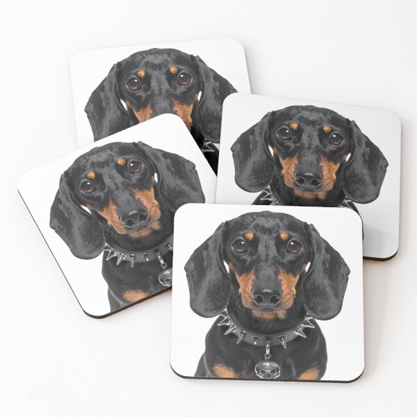 Item preview, Gothic Dachshund Puppy Spiked Skull Collar Illustration designed and sold by BetweenForms.