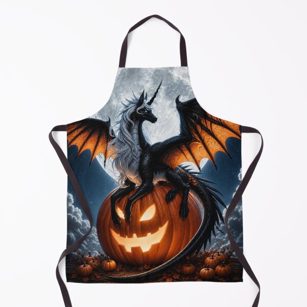 Item preview, Halloween Black Dragon – Spooky Dragon on Jack O Lantern Under Full Moon designed and sold by DrakariArt.