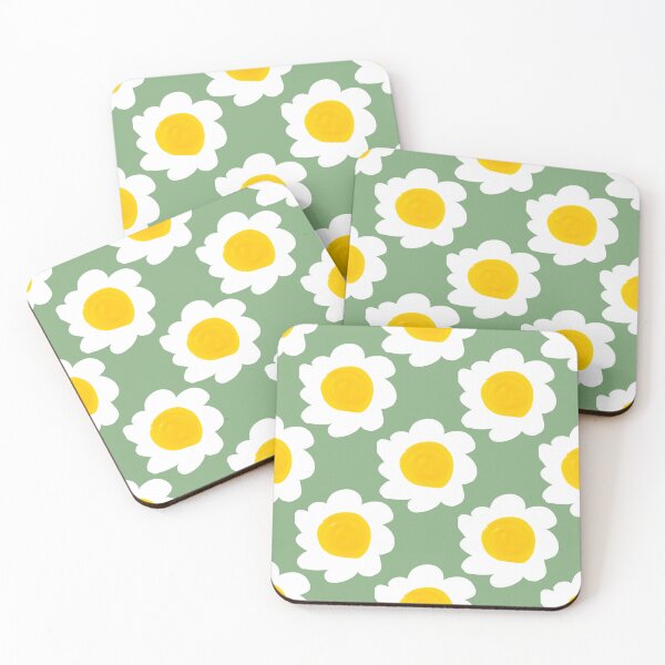 Item preview, Sage Green Retro Daisy Flower Pattern 70s Floral Art designed and sold by CaramelCo.