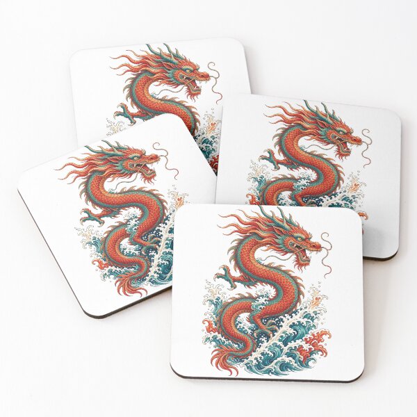 Item preview, Red Dragon Rising From Ocean Waves designed and sold by Meemana.