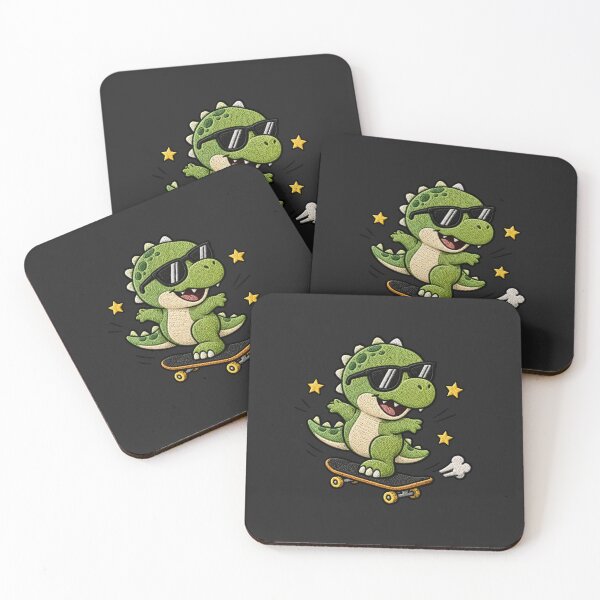 Item preview, Cool Dinosaur Skateboarding Kawaii Embroidery Patch designed and sold by ColorSplash123.