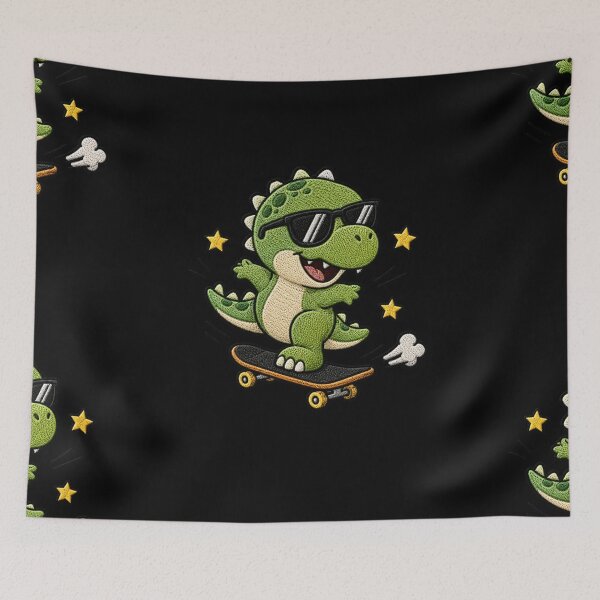 Item preview, Cool Dinosaur Skateboarding Kawaii Embroidery Patch designed and sold by ColorSplash123.