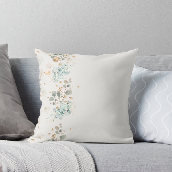 Item preview, Elegant botanical eucalyptus and gold leaves vertical composition with empty space for text on cream background designed and sold by Diseño que alegran tu día.