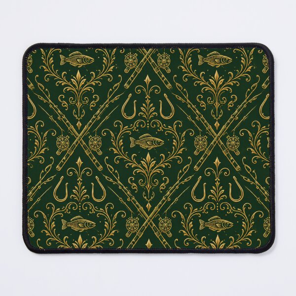 Item preview, Gold Foil Fishing Crest Luxury Seamless Pattern Design designed and sold by Rod & Retriever.