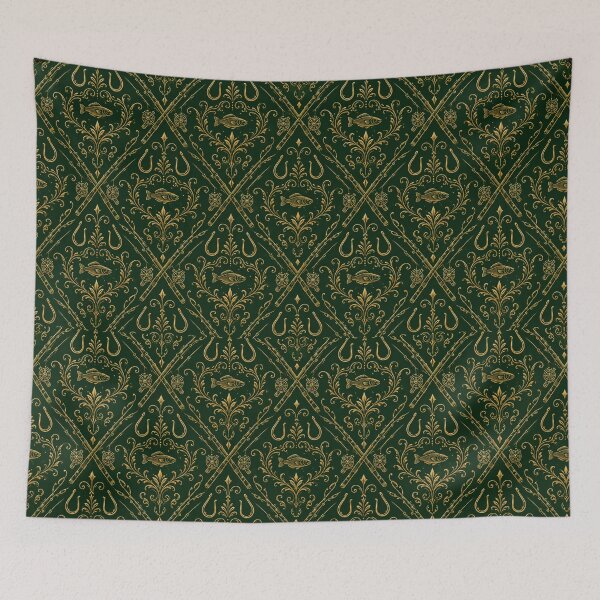 Item preview, Gold Foil Fishing Crest Luxury Seamless Pattern Design designed and sold by Rod & Retriever.