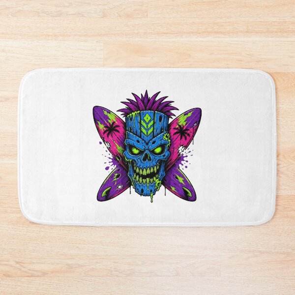 Item preview, Surf Punk Tiki Skull Distressed Surfboard Mascot designed and sold by chattsuede.