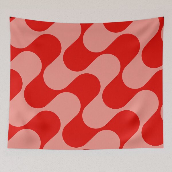Item preview, Groovy Mod Waves – Abstract Mid-Century Ombre Pattern | Red designed and sold by Frohyou.
