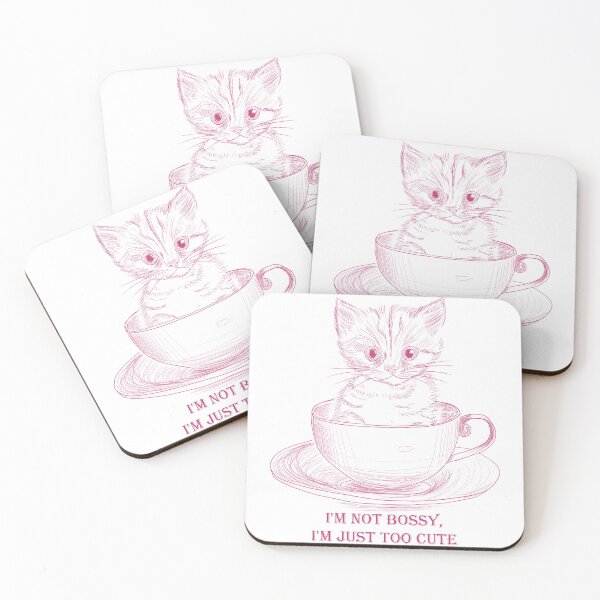 Item preview, Pink I'm not bossy, I'm just too Cute kitten in teacup designed and sold by Anne Londez Studio.