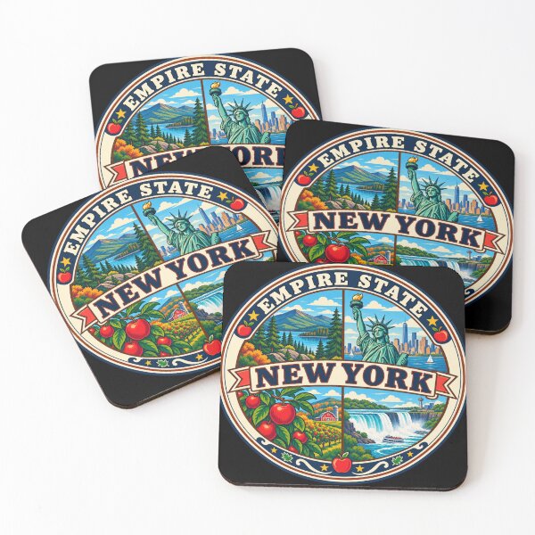 Item preview, New York Empire State Vintage Scenic Travel Badge designed and sold by DreamLayerStudio.