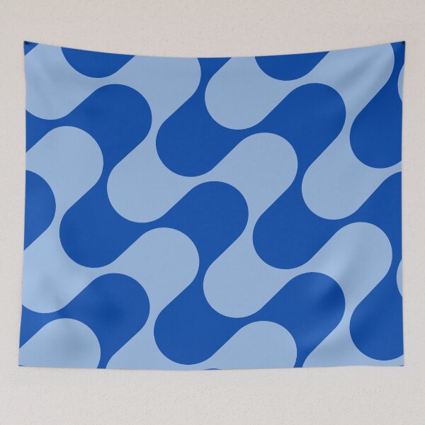 Item preview, Groovy Mod Waves – Abstract Mid-Century Ombre Pattern | Blue designed and sold by Frohyou.