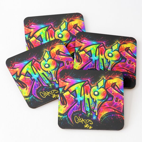 Item preview, CHAOS — Neon Cosmic Graffiti Splash designed and sold by NeonSpiritArt.