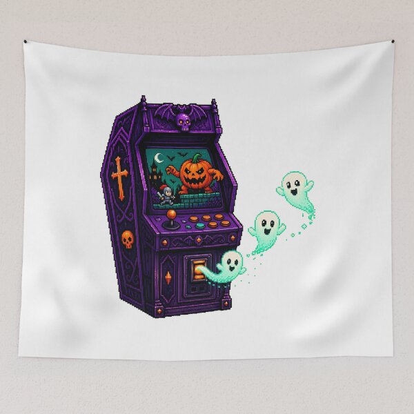 Item preview, Gothic Pixel Arcade Cabinet Halloween Ghost Gamer designed and sold by chattsuede.