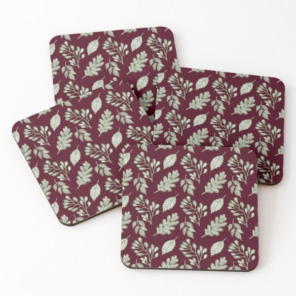 Item preview, Dark Burgundy Sage Leaf Pattern | Moody Aesthetic Botanical Art designed and sold by ​Jyoti Digital Artist.
