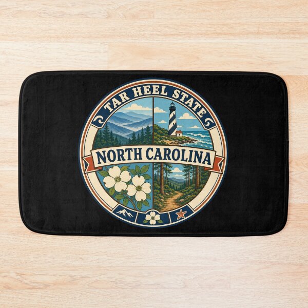 Item preview, North Carolina Tar Heel State Vintage Scenic Travel Badge designed and sold by DreamLayerStudio.