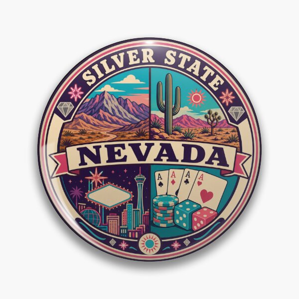 Item preview, Nevada Silver State Vintage Desert Travel Badge designed and sold by DreamLayerStudio.