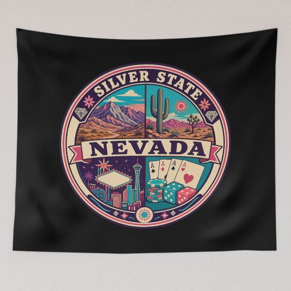 Item preview, Nevada Silver State Vintage Desert Travel Badge designed and sold by DreamLayerStudio.