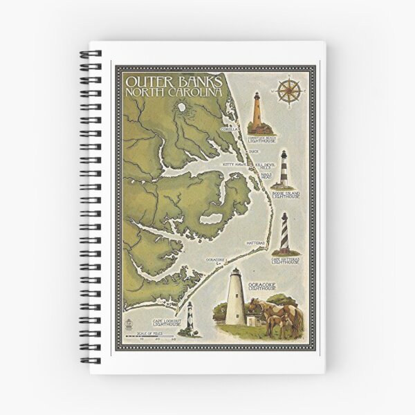 Item preview, Outer Banks – Illustrated Lighthouse Map designed and sold by WATEKE.