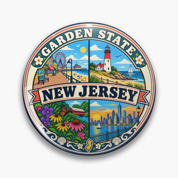 Item preview, New Jersey Garden State Vintage Shore Travel Badge designed and sold by DreamLayerStudio.