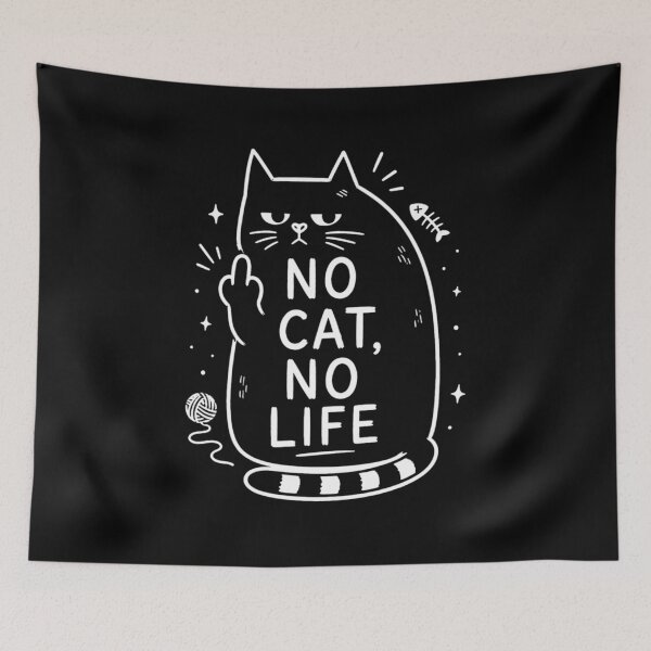 Item preview, No Cat No Life Kawaii Kitty Gothic, Cute Weird Quirky Whimsical Folk Art designed and sold by Quiajia.